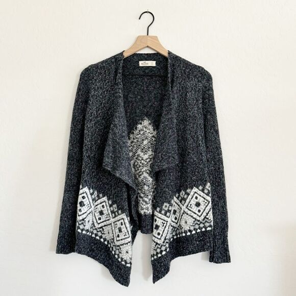 Hollister Open Front Aztec Cardigan Sweater Nordic Sz S - Picture 2 of 9